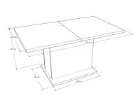 Dobozos Asztal 160x90+40 méretrajz